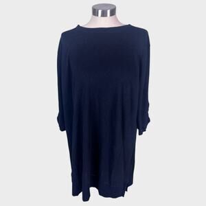 Merona Size 2X Black Dress Cotton Rayon Roll Tab Sleeves